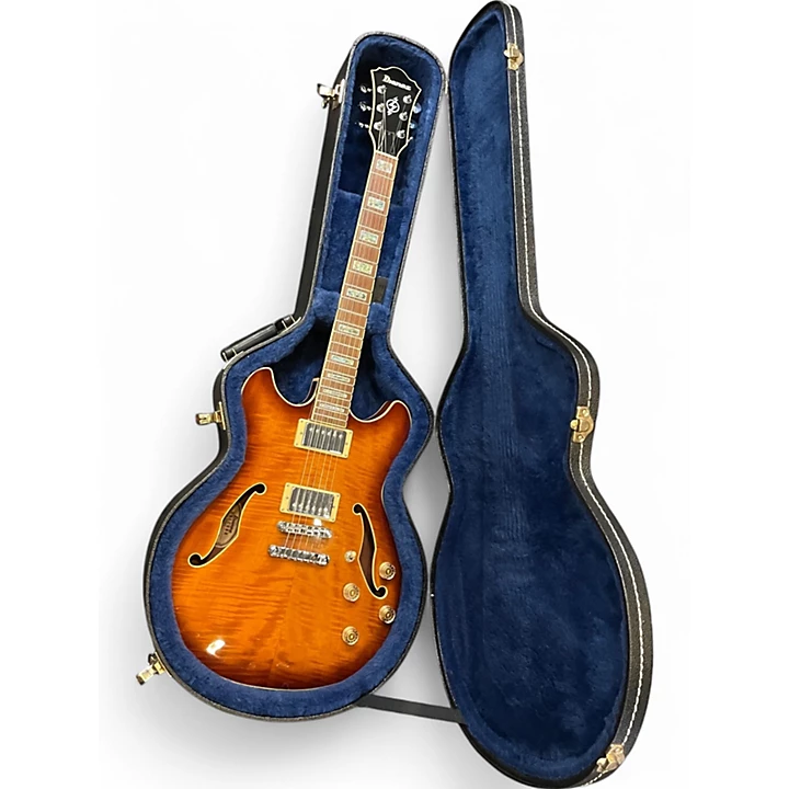 Used Ibanez AS83 Amber Hollow Body Electric Guitar