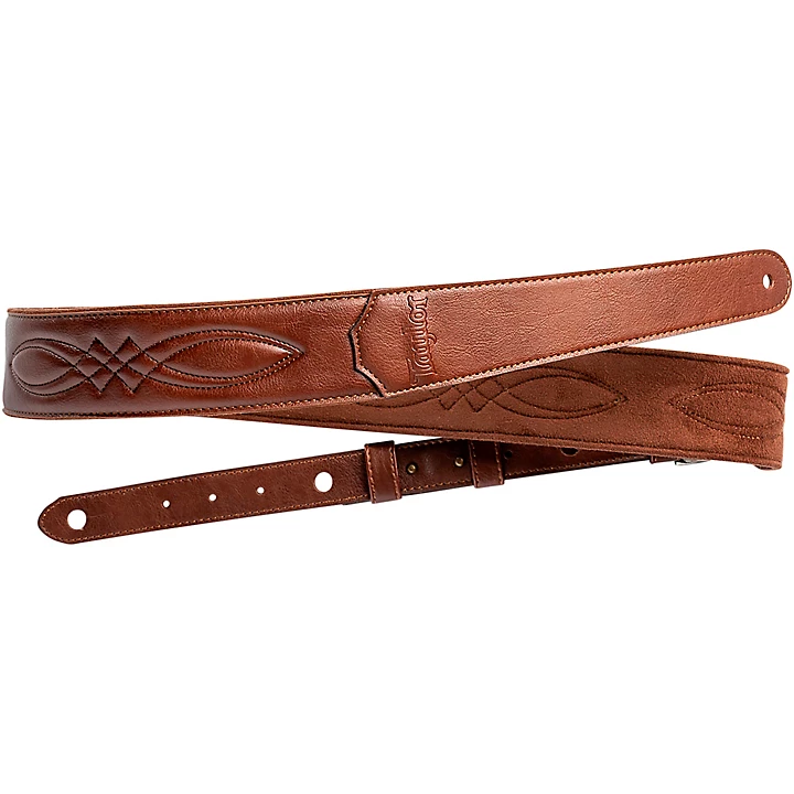 Vegan 2 Leather Guitar Strap Brown 2 in