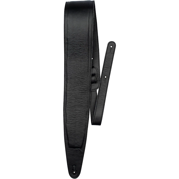 Padded Garment Italian Leather Guitar Strap Black 35 in