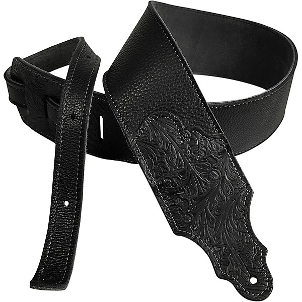 3 Leather Strap with Tooled Ends Black 3 in