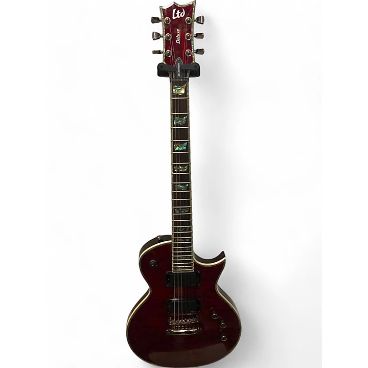 Used ESP LTD EC21000QM Red Solid Body Electric Guitar