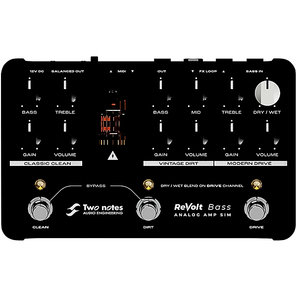 ReVolt 3 Channel All Analog Bass Simulator and DI Pedal Black