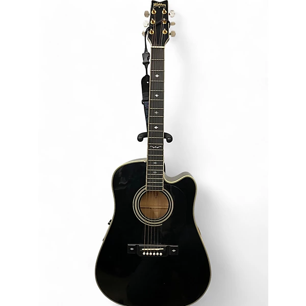 Used Washburn d 17 cEM Black Acoustic Electric Guitar