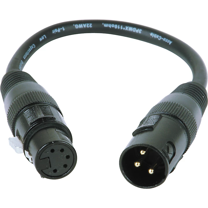 3 Pin Male XLR to 5 Pin Female XLR Turnaround
