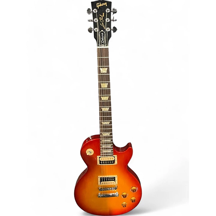Used Gibson Les Paul Deluxe Cherry Sunburst Solid Body Electric Guitar