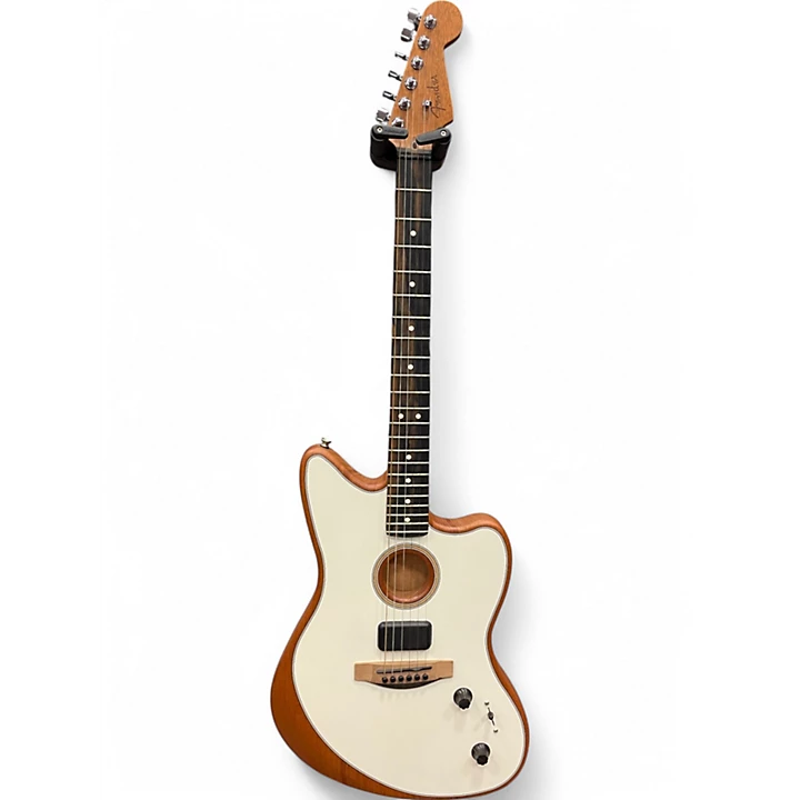 Used Fender Acoustasonic Jazzmaster White Hollow Body Electric Guitar