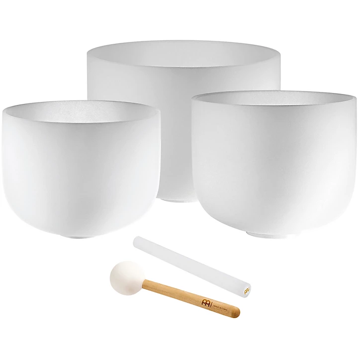 MEINL Sonic Energy 3 Piece Crystal Singing Bowl Set, A4/F4/D4, 432 Hz