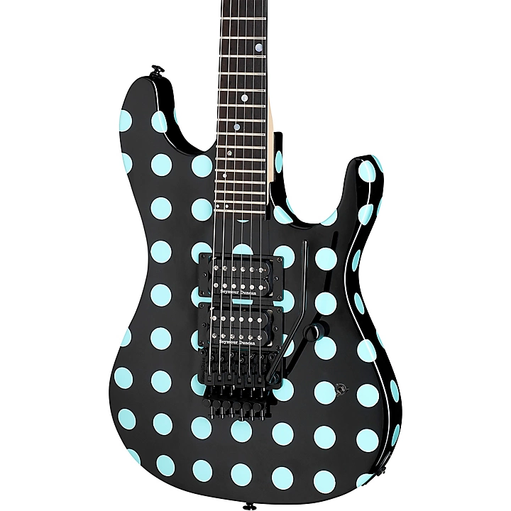 Nightswan Electric Guitar Black Blue Polka Dot