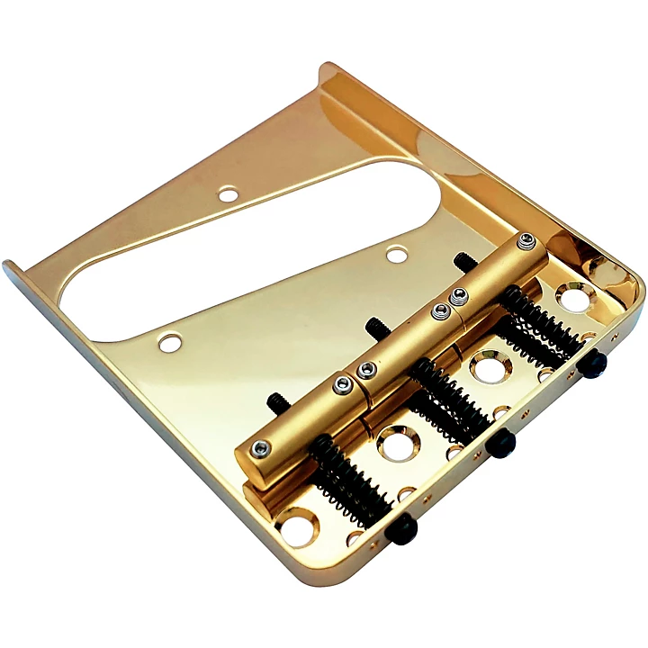 Tele Style Steel Plate Bridge with Vintage Saddles Gold