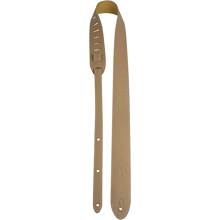 Leather Guitar Strap Dark Tan 2 in