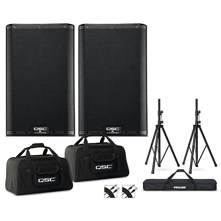 K82 Powered Speaker Pair With Bags Stands and Cables