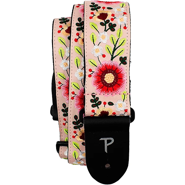 Floral Garden Jacquard Guitar Strap Pink 2 in
