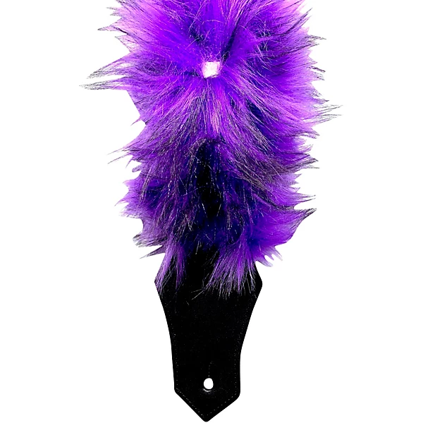 Faux Fur Guitar Strap Purple and Black 2 in