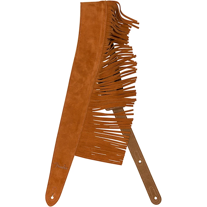 Suede Fringe Strap Honey 25 in