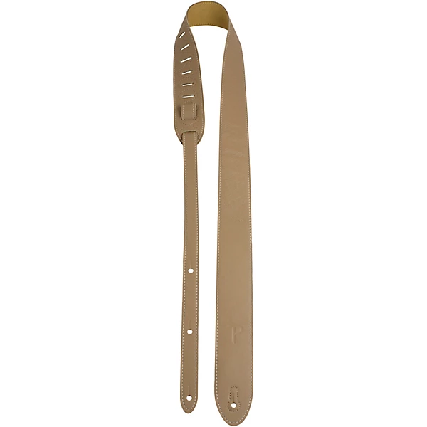 Leather Guitar Strap Dark Tan 2 in