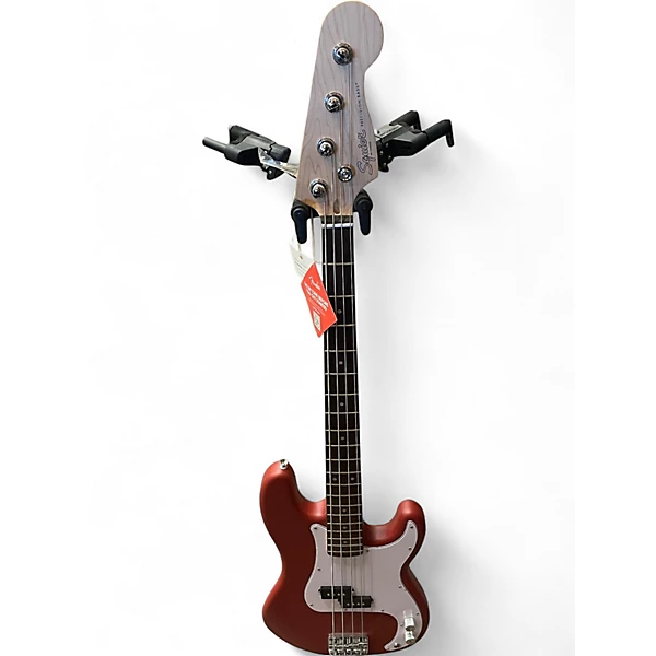 Used Squier Precision Bass Satin Red Electric Bass Guitar