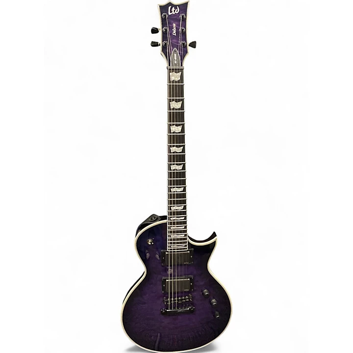 Used ESP LTD EC1000 QM Trans Purple Solid Body Electric Guitar