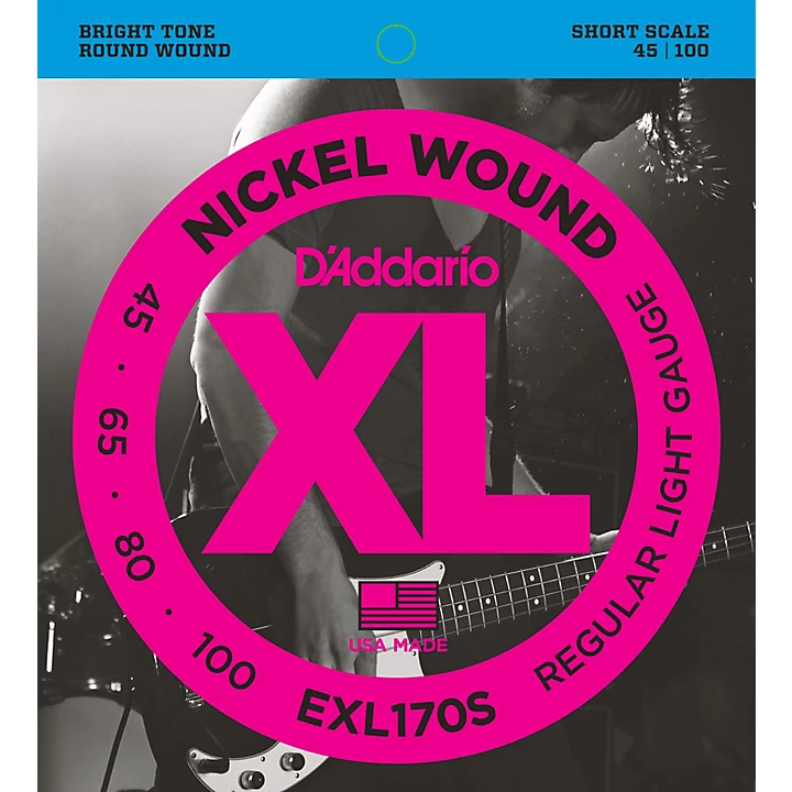 EXL170S Light Nickel Wound Short Electric Bass Strings