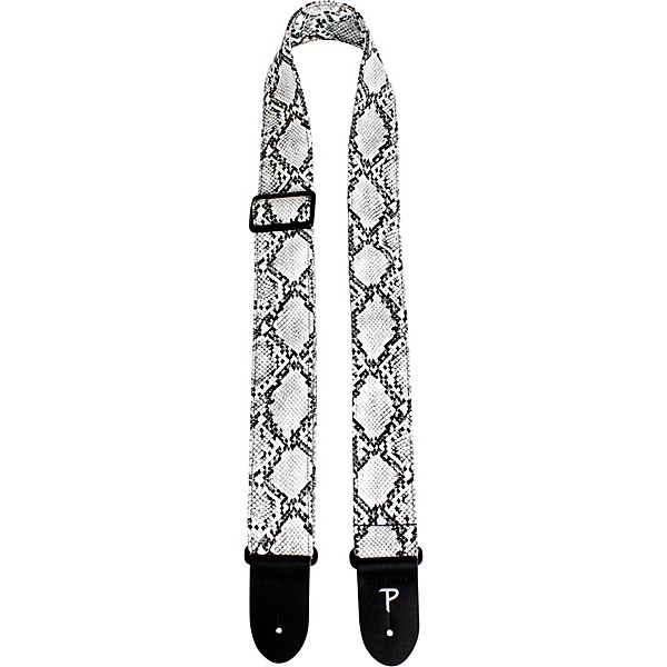 2 Faux Snake Guitar Strap White and Black 2 in