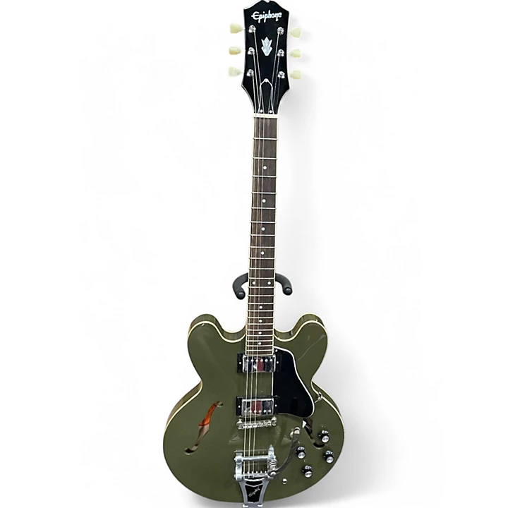Used Epiphone ES335 Bigsby OLIVE Hollow Body Electric Guitar