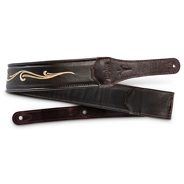 Spring Vine Leather Guitar Strap Chocolate Brown 25 in