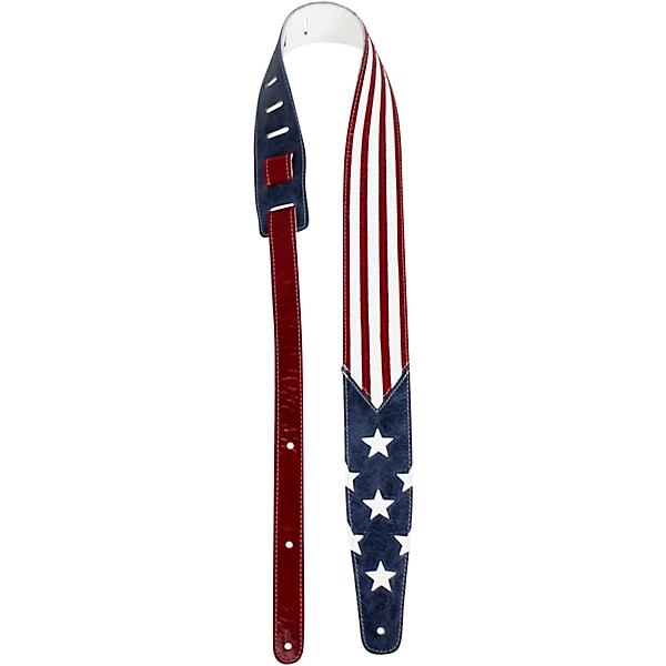 25 Premium Leather USA Flag Guitar Strap USA Flag 25 in