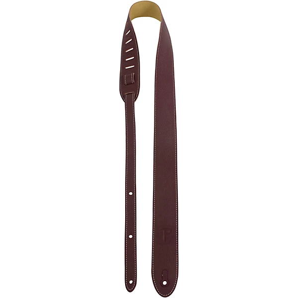 Leather Guitar Strap Burgundy 2 in