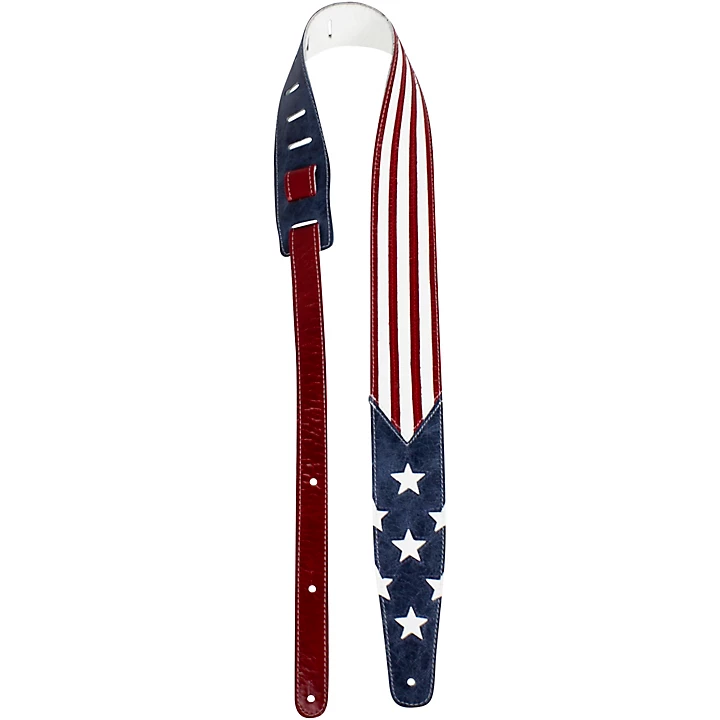 25 Premium Leather USA Flag Guitar Strap USA Flag 25 in
