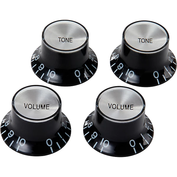 GIBSON PRMK010 TOP HAT KNOB SET W SILV INS BLK 4 PACK