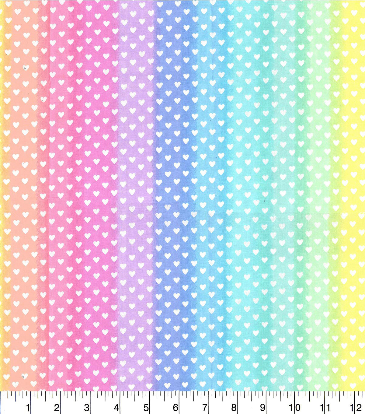 Fabric Traditions Rainbow Stripe Hearts Novelty Cotton Fabric