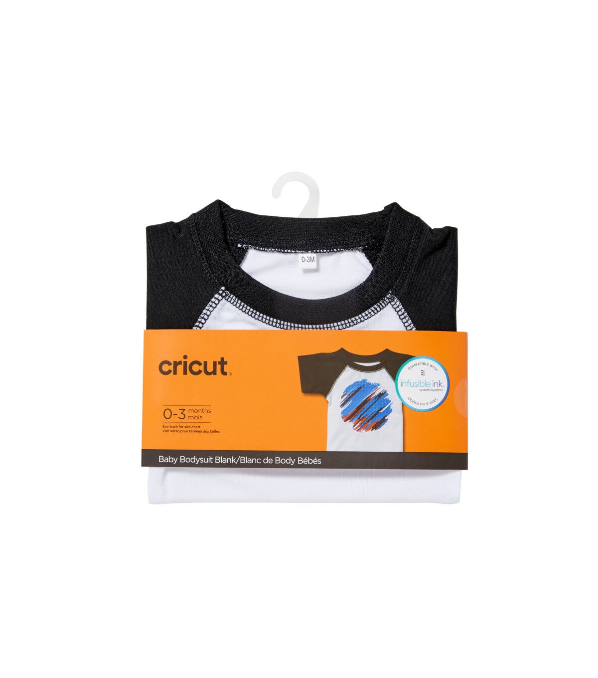 Cricut White & Black Infusible Ink Baby Raglan Baseball Bodysuit Blank