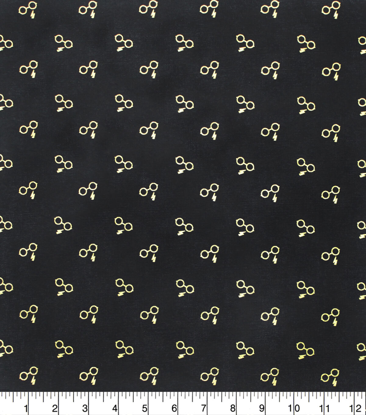 Harry Potter Cotton Fabric Metallic Glasses & Lightning Bolts