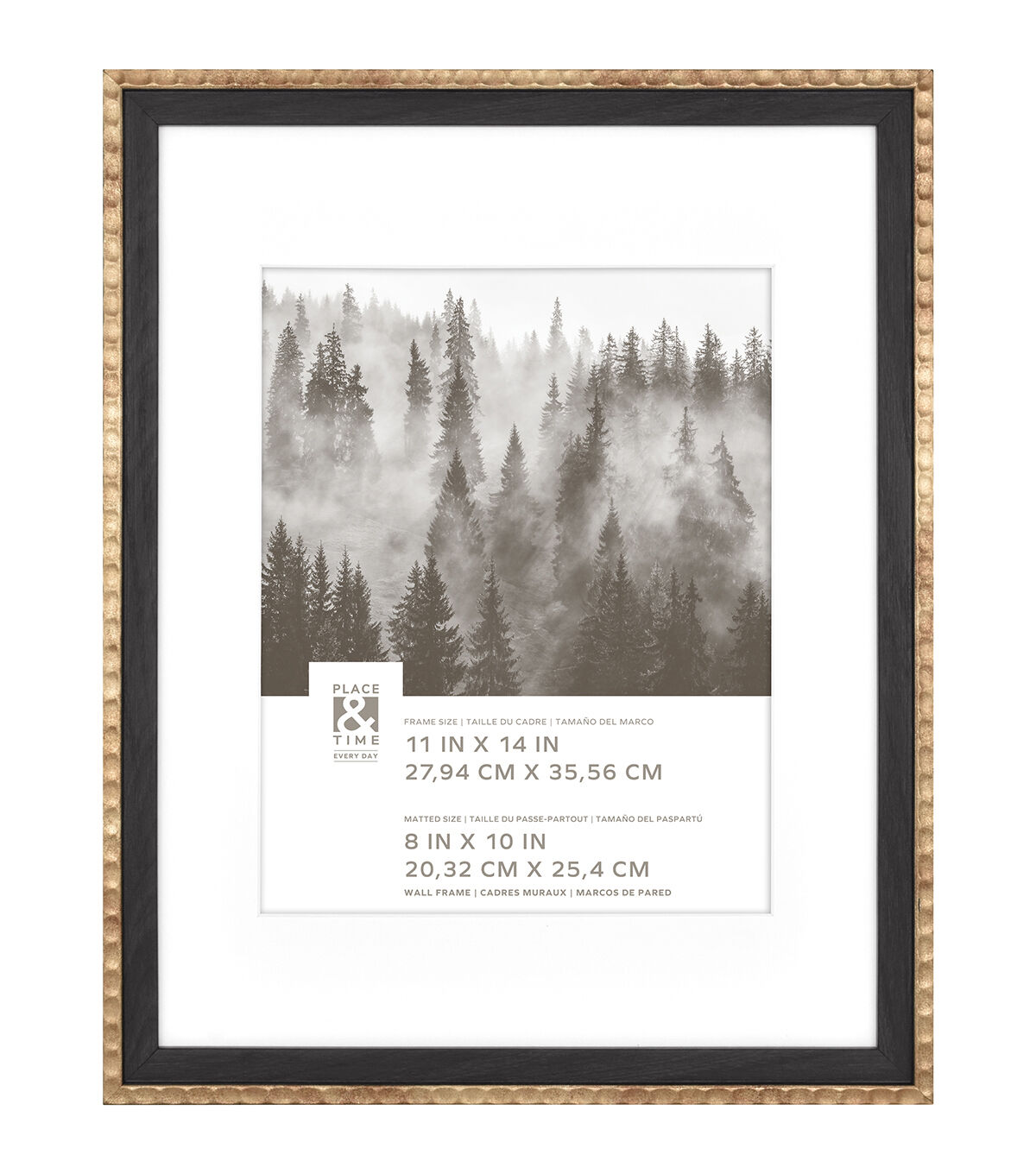 11 x 14 Matted to 8 x 10 Black & Brass Wall Frame by Place & Time