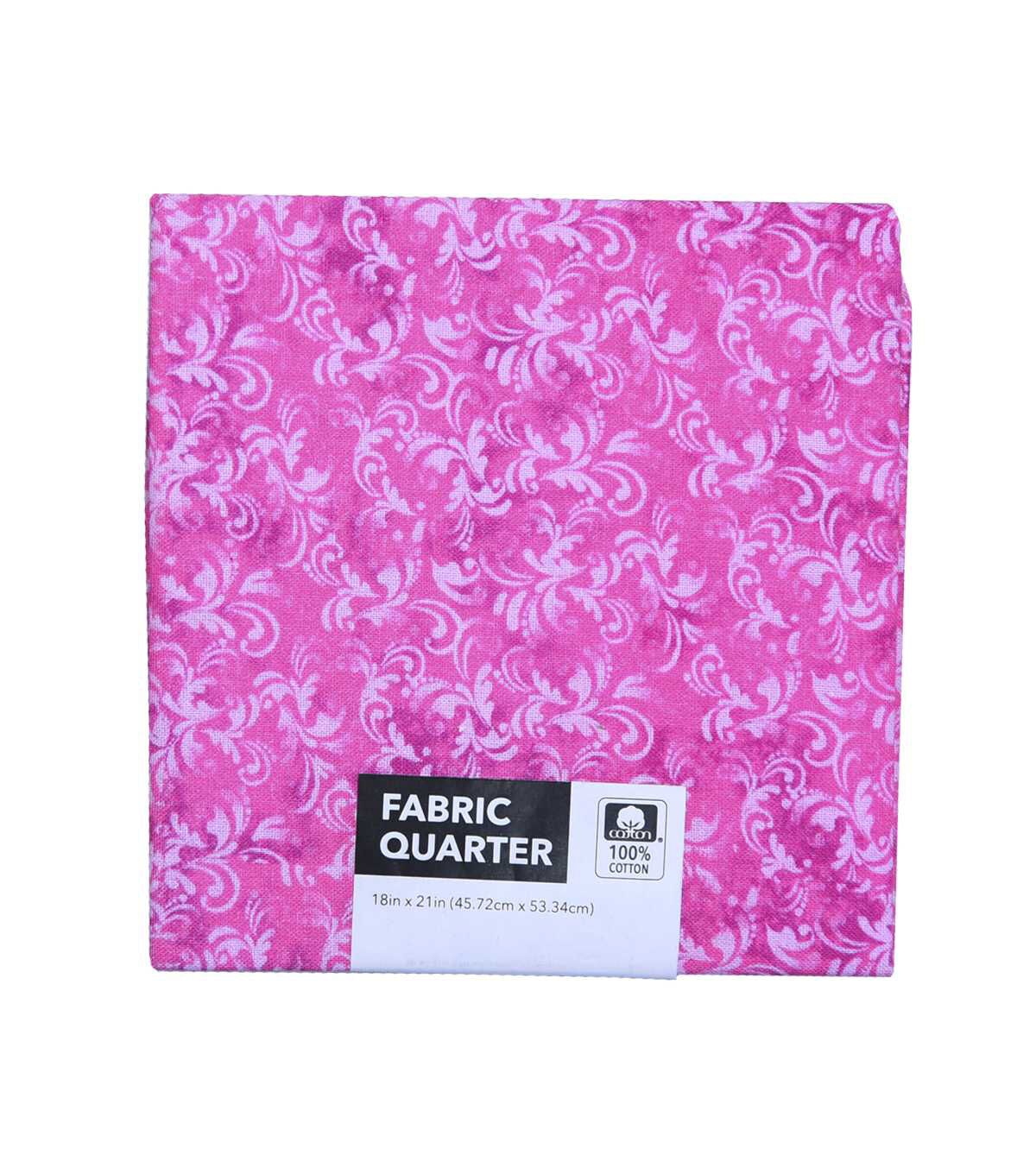 18 x 21 Pink Tonal Scroll Cotton Fabric Quarter 1pc by Keepsake Calico