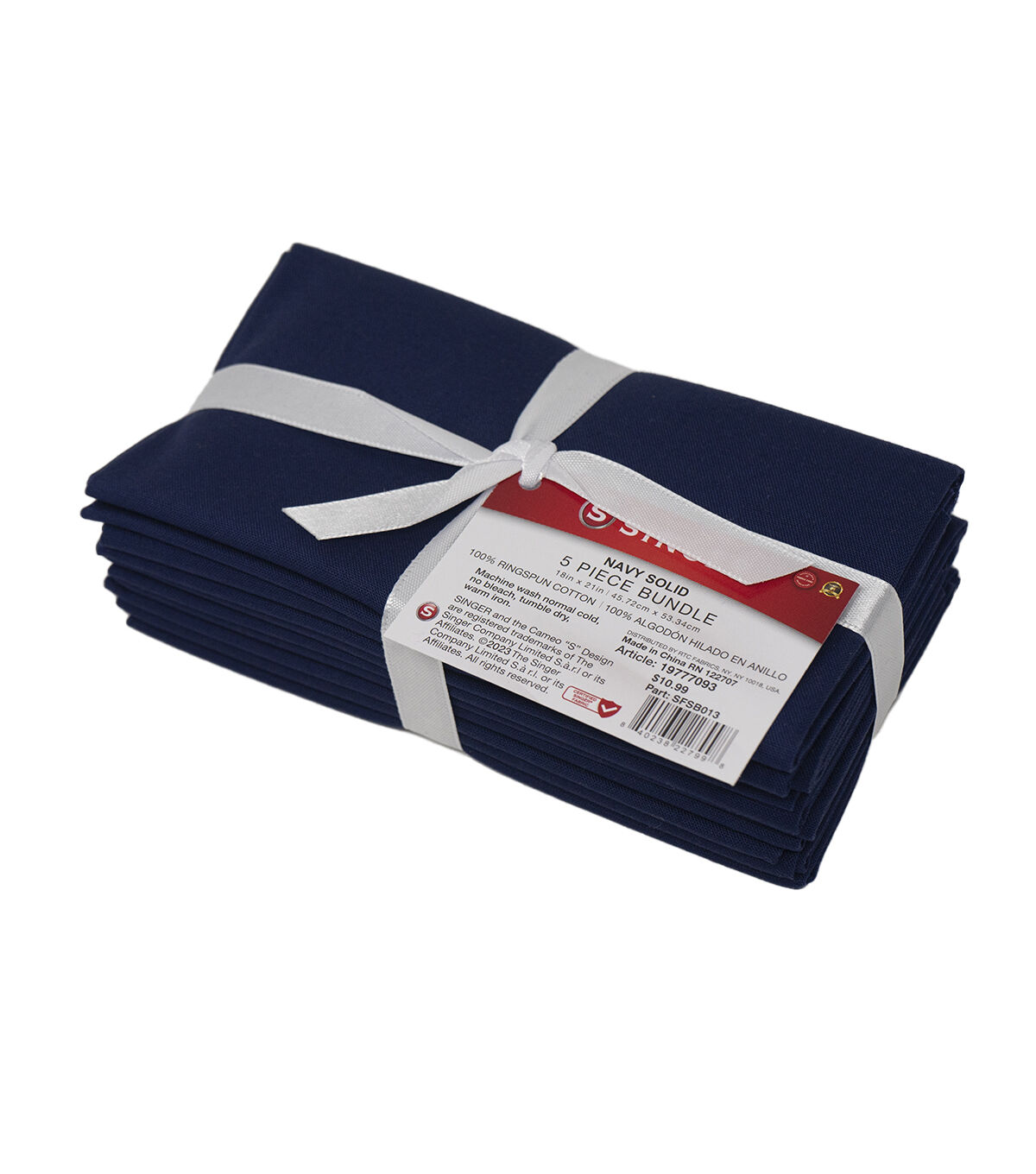 SINGER 18 x 21 Navy Solid Fabric Quarter Bundle 5pc