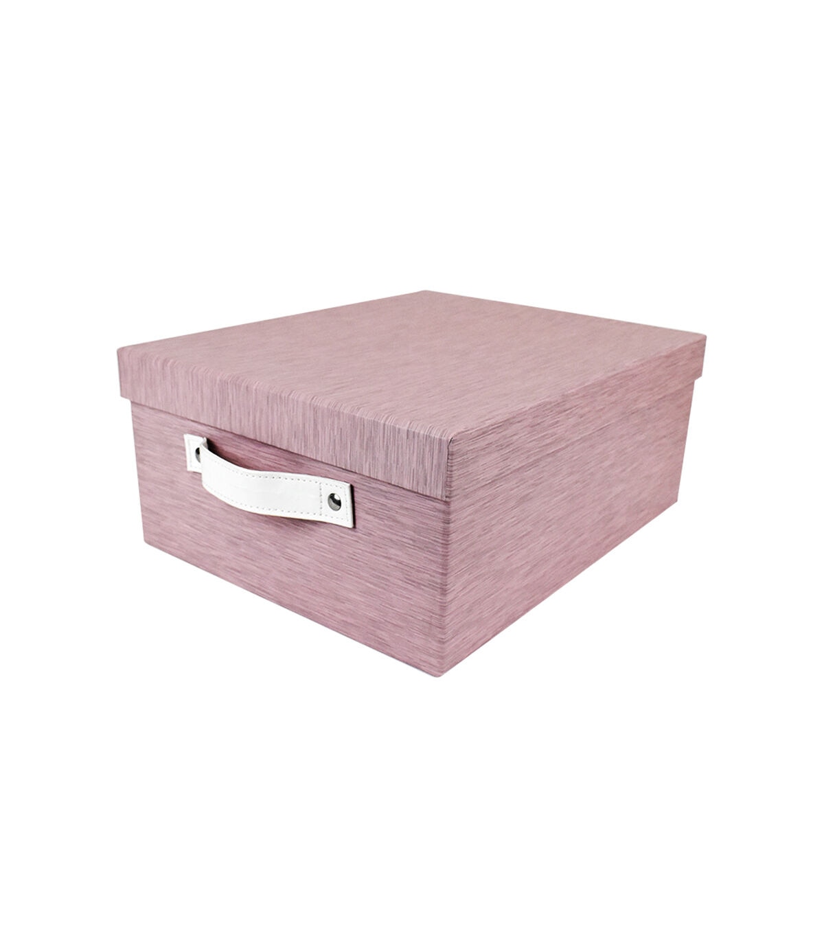 14 Pink Heather Pattern Rectangle Box With Lid & Carrying Handles