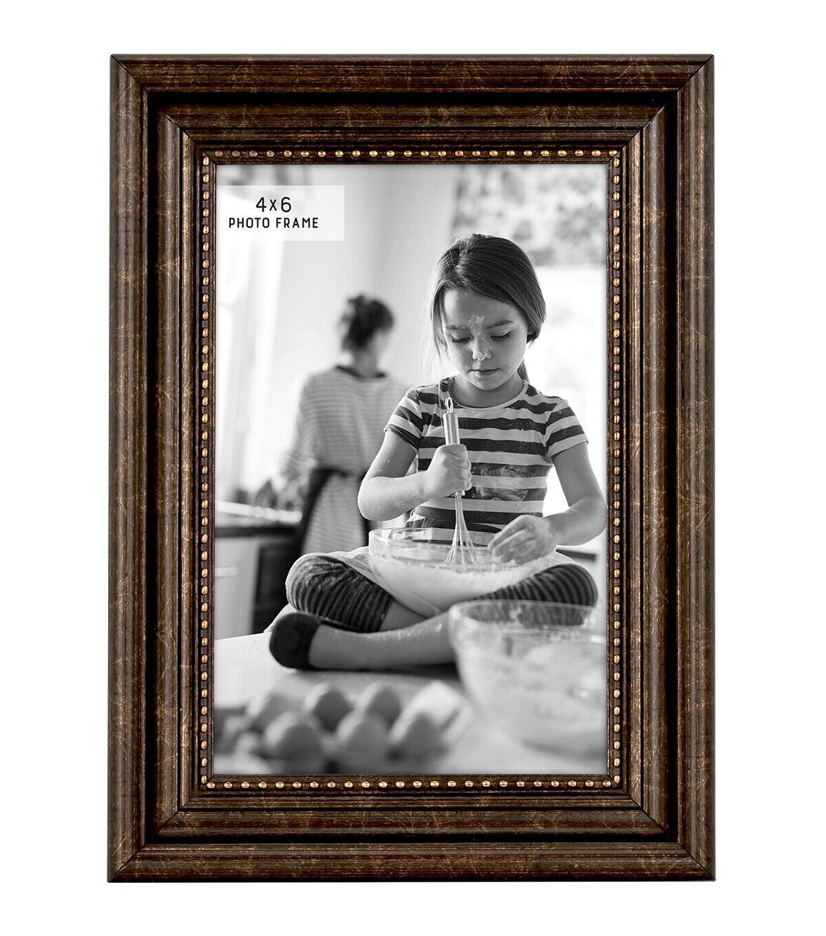 MCS 4 x 6 Espresso & Gold Beaded Scoop Tabletop Picture Frame