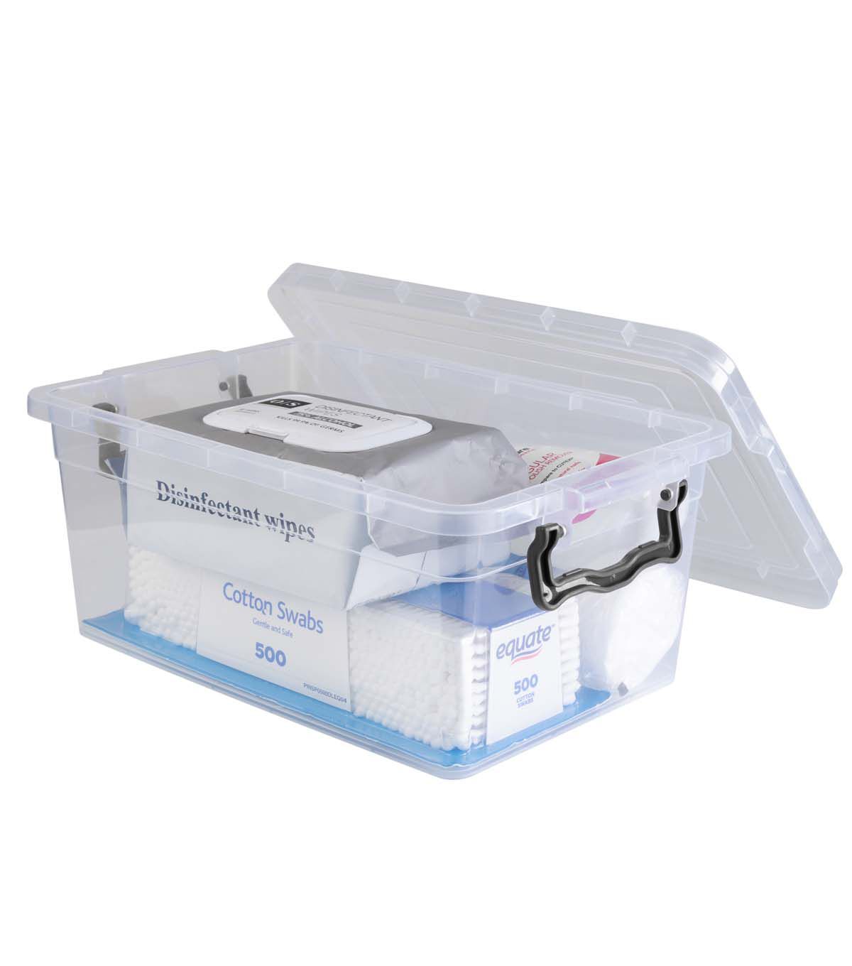 Simplify 1.75 Liter Clear Stackable Storage Bin With Carrying Handles