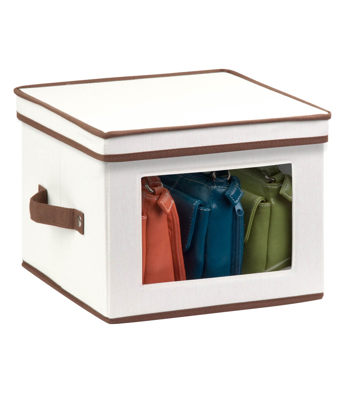 Honey Can Do 12 White & Brown Dinnerware Storage Box With Handles