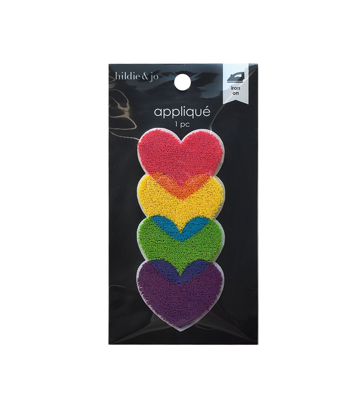 4 Stacked Rainbow Hearts Iron On Applique by hildie & jo
