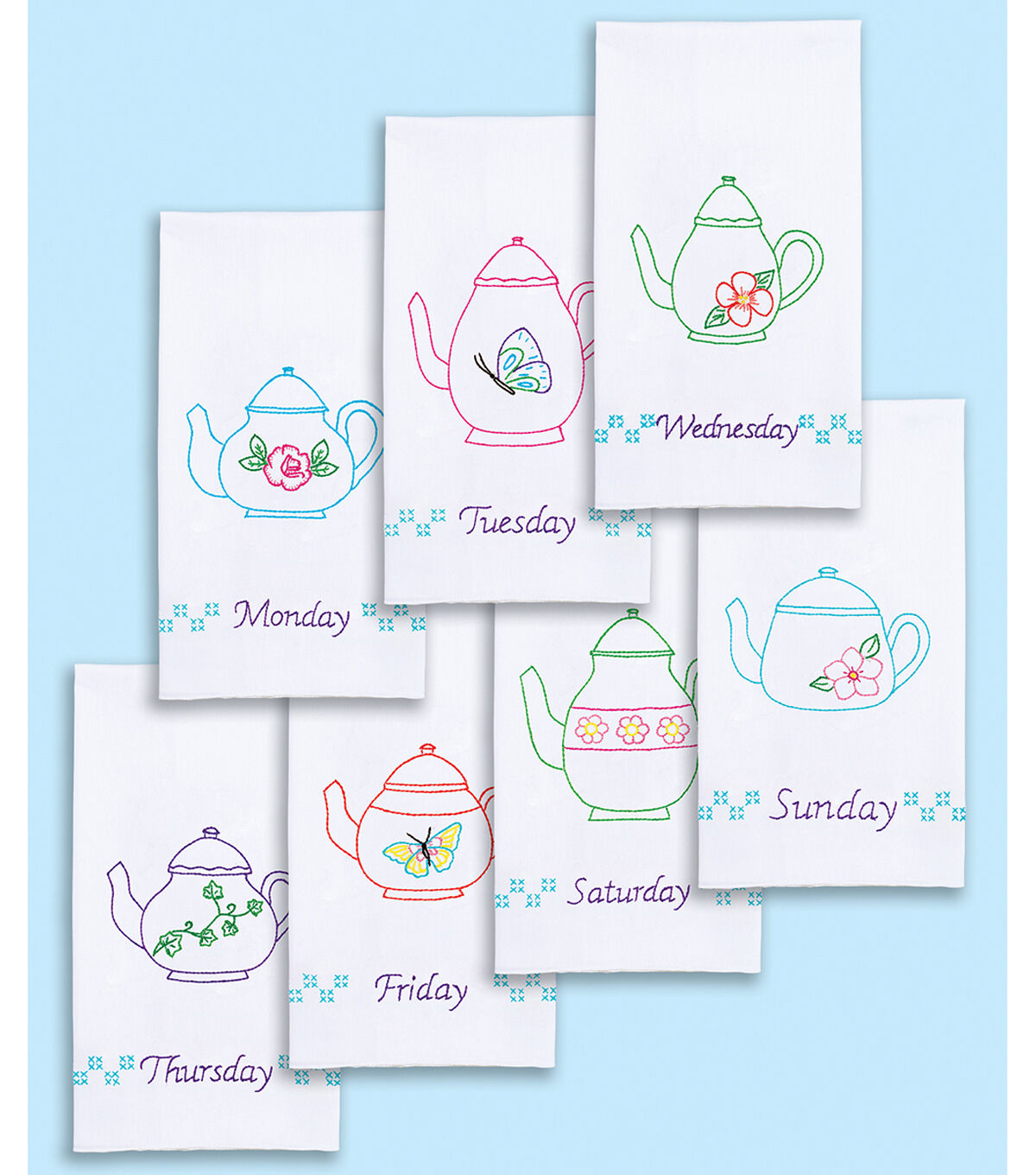 Jack Dempsey 17 x 28 Teapots of the Week Decorative Hand Towels 7ct