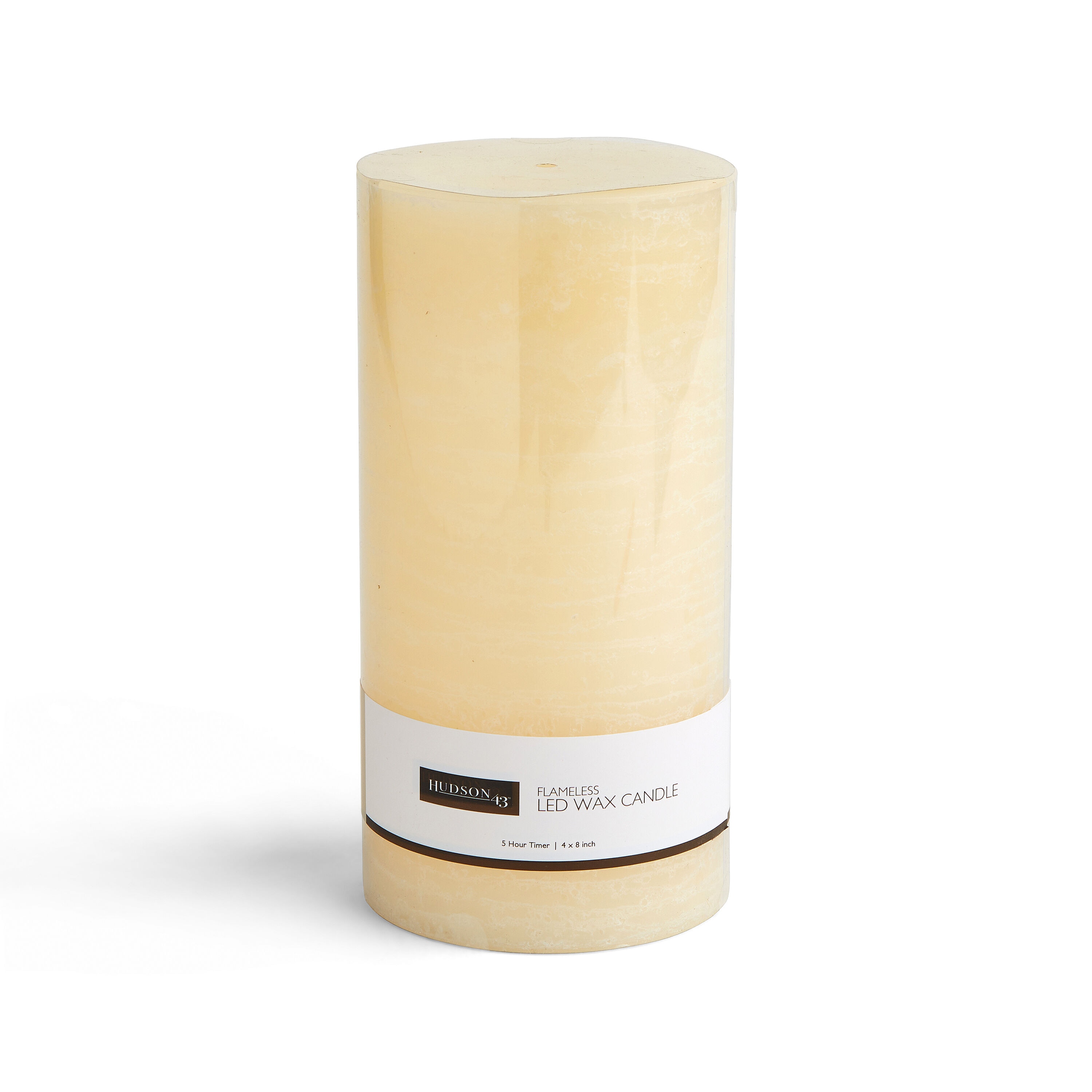 Flameless 4x8 Cream Vanilla Scented LED Rustic Pillar Candle