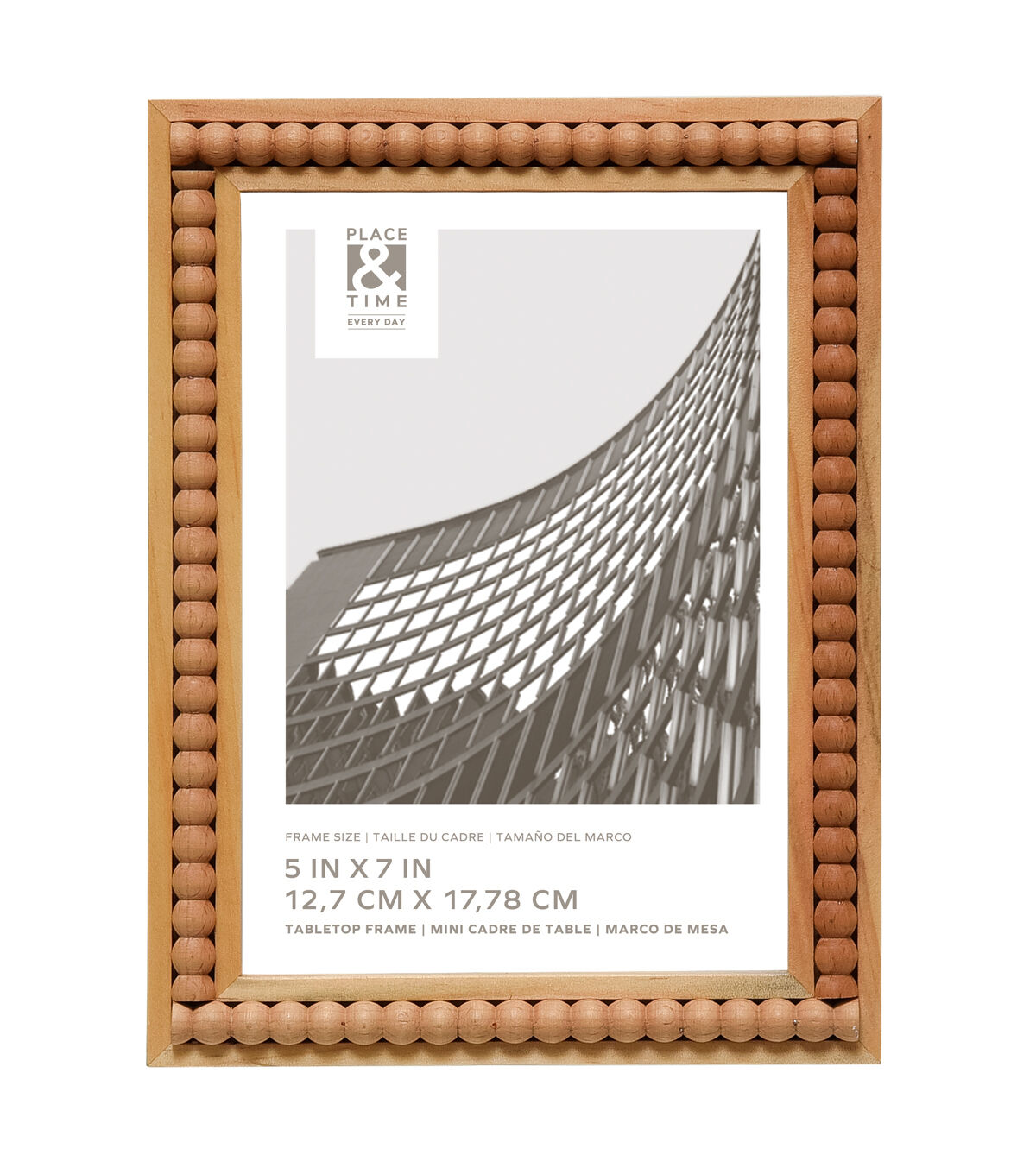 5 x 7 Distress Natural Beaded Tabletop Picture Frame by Place & Time