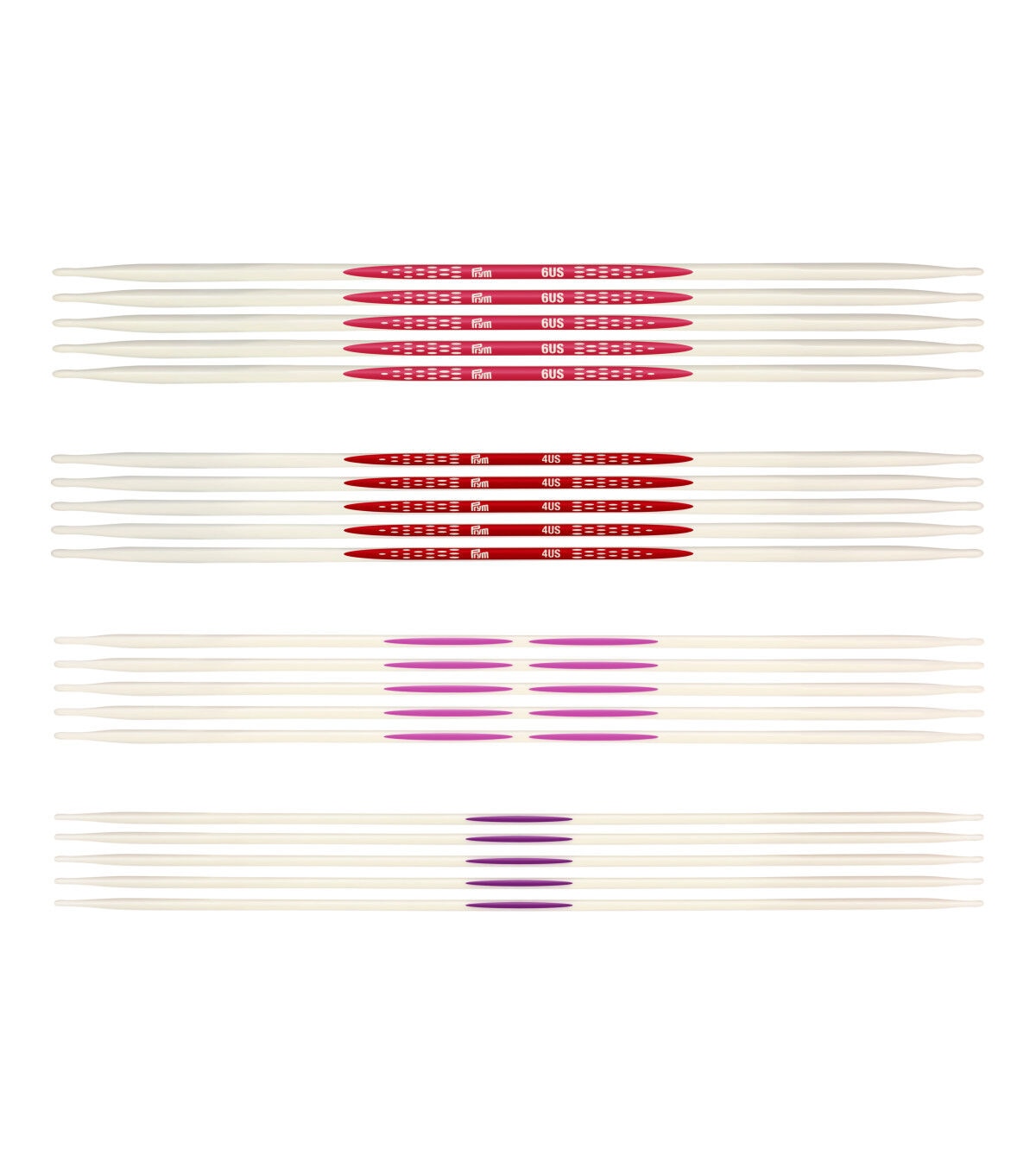 Prym Ergonomics Double Point Knitting Needles Set, Size US 1, 2, 4 & 6