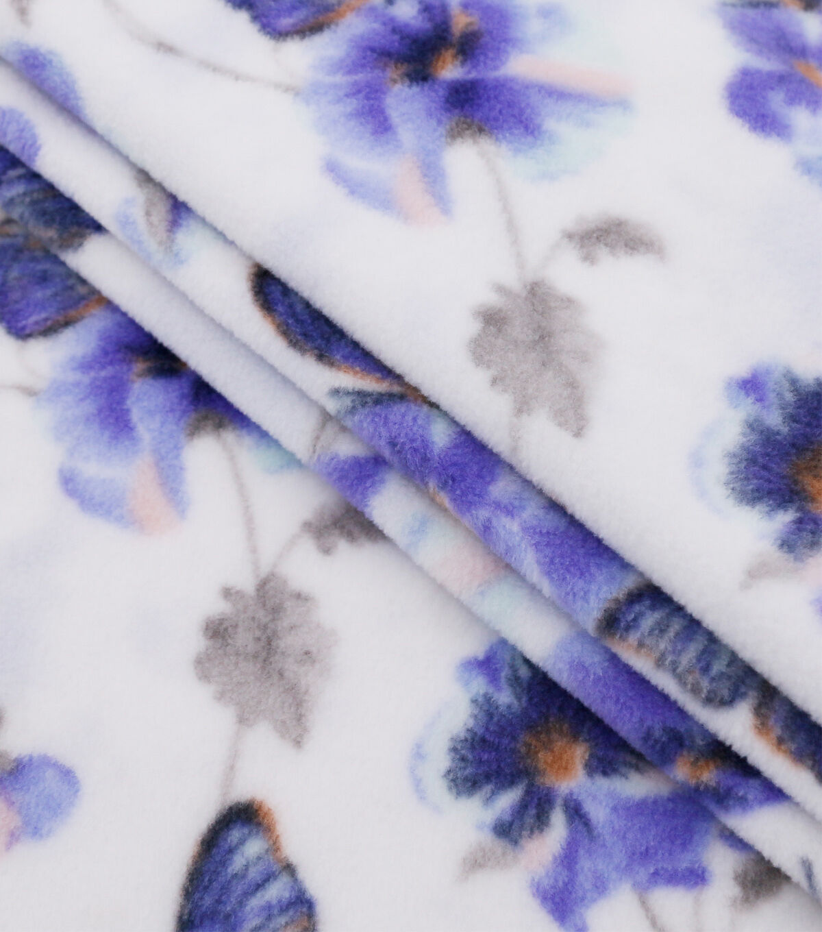 Purple Butterflies & Floral Anti Pill Fleece Fabric