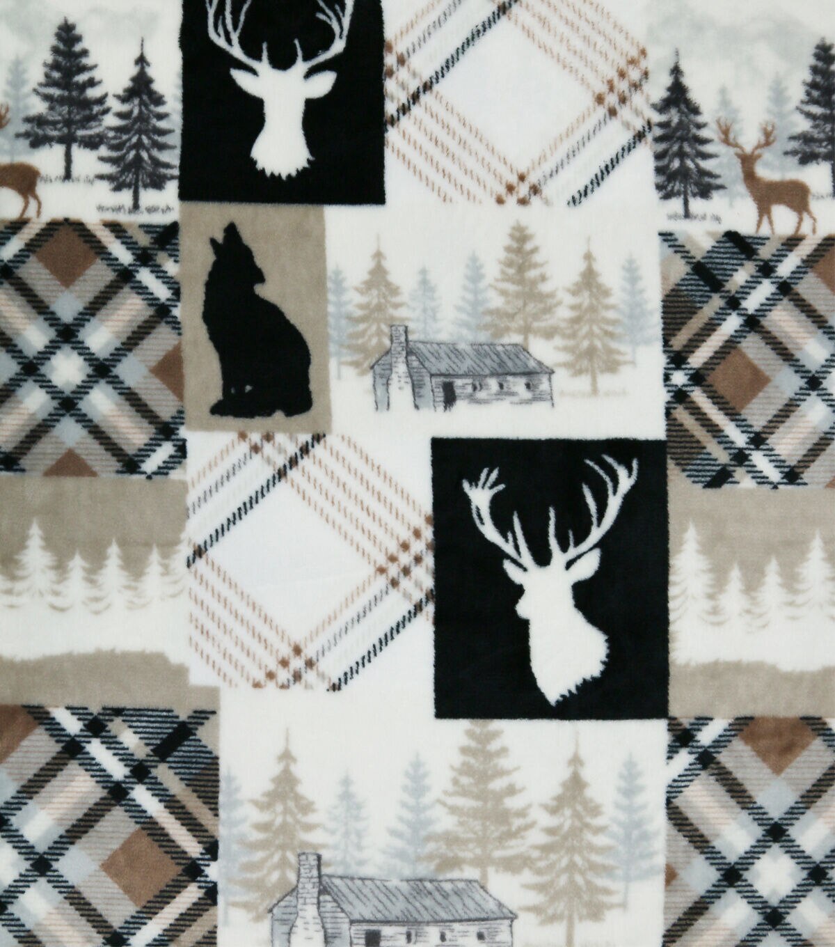 Sew Lush Fleece Fabric Lodge Brown Patchwork
