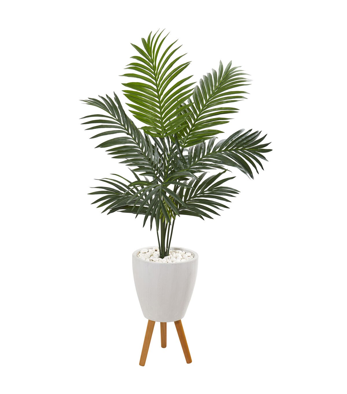 Nearly Natural 4.5ft. Kentia Artificial Palm Tree in White Planter