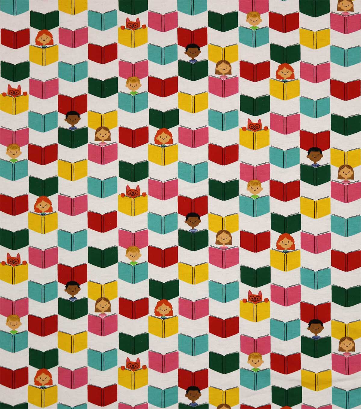 Multicolor Book Reading Super Snuggle Flannel Fabric by POP!