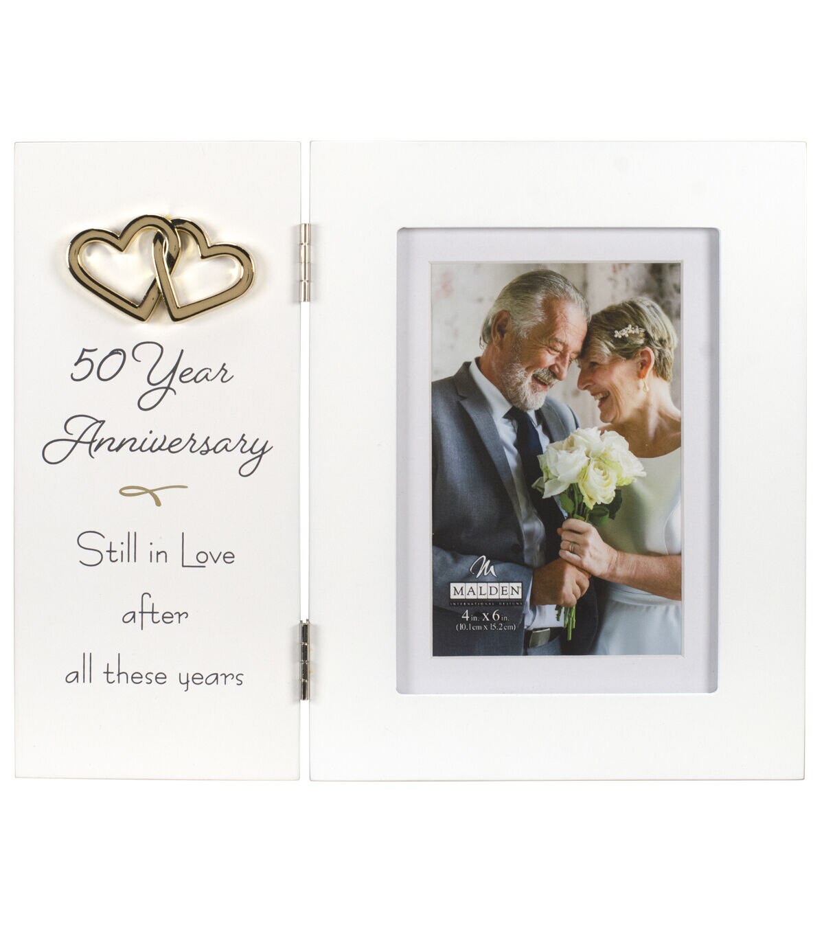 Malden 4 x 6 White 50th Anniversary Frame With Mat & Sentiment Panel