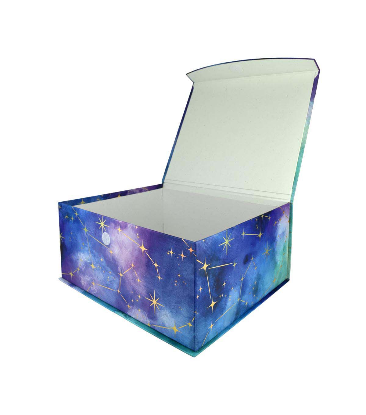 14 x 12 Blue Holographic Gold Foil Flip Top Box by Place & Time